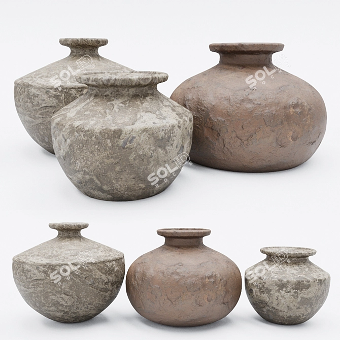 Ethnic Style Vases Set 3D model image 6