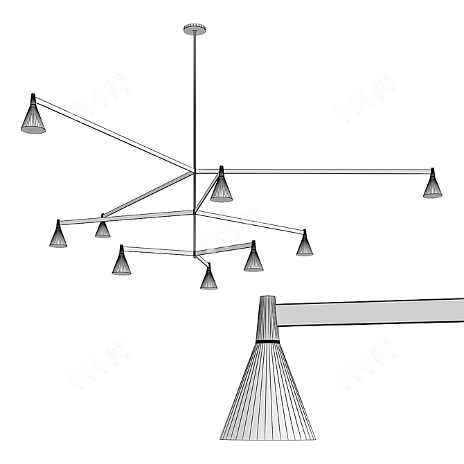 Elegant Luminance: Austere Chandelier 3D model image 3