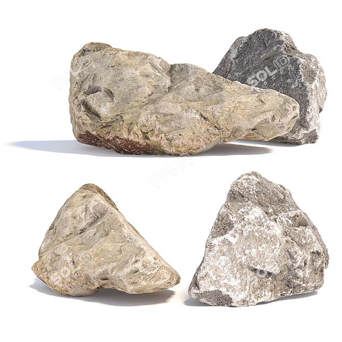 Sculpted Stones for Landscaping 3D model image 1