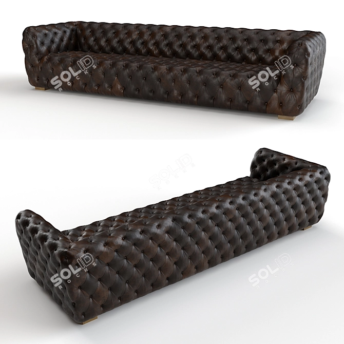 Premium Leather Buttoned Sofa 3D model image 2
