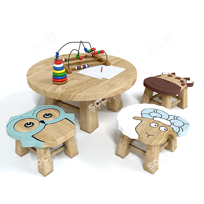 Animal-themed Children's Furniture 3D model image 5