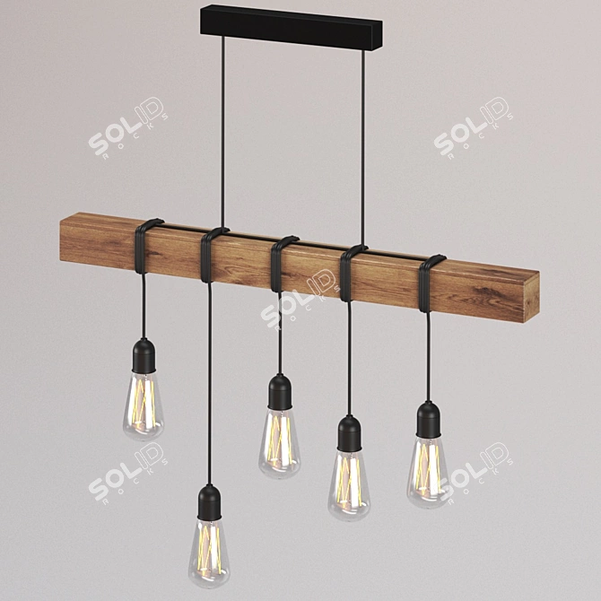 Industrial Loft Style Pendant Light 3D model image 2