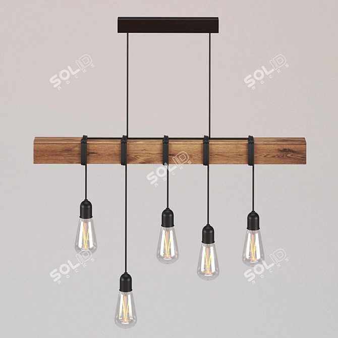 Industrial Loft Style Pendant Light 3D model image 4
