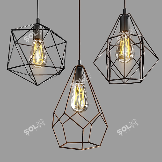 Versatile Pendant Lighting Trio 3D model image 1