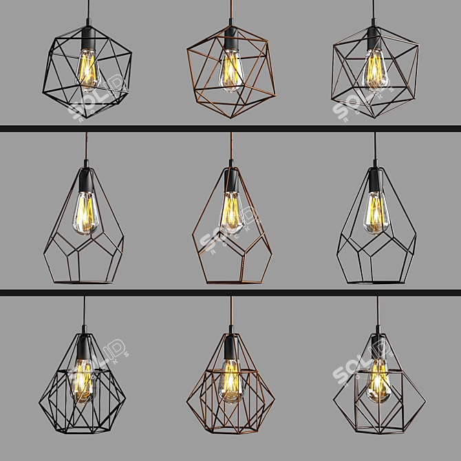 Versatile Pendant Lighting Trio 3D model image 2