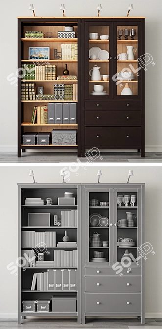 Ikea Hemnes Storage Combo: Stylish Organizer, Black-Brown 3D model image 5