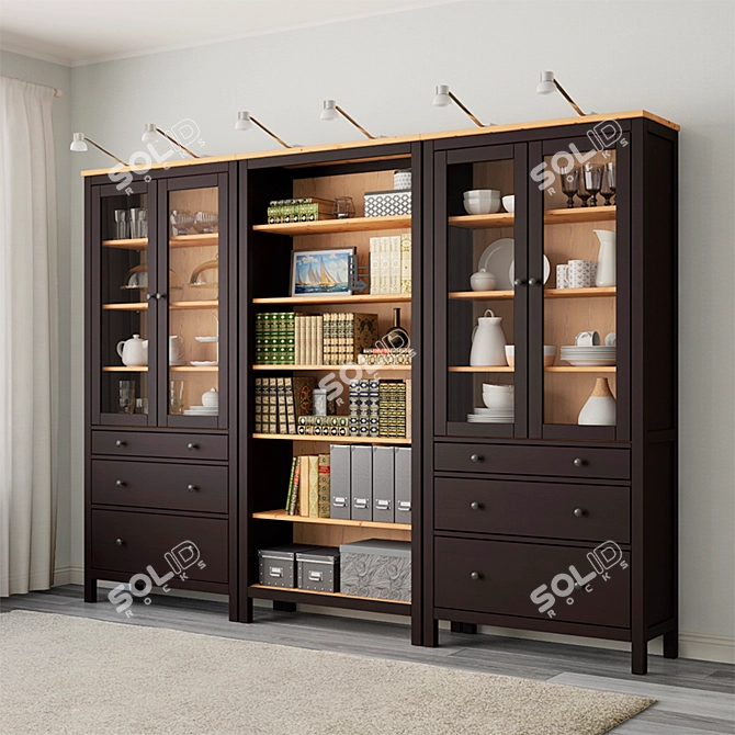 Ikea Hemnes Storage Combo: Stylish Organizer, Black-Brown 3D model image 6