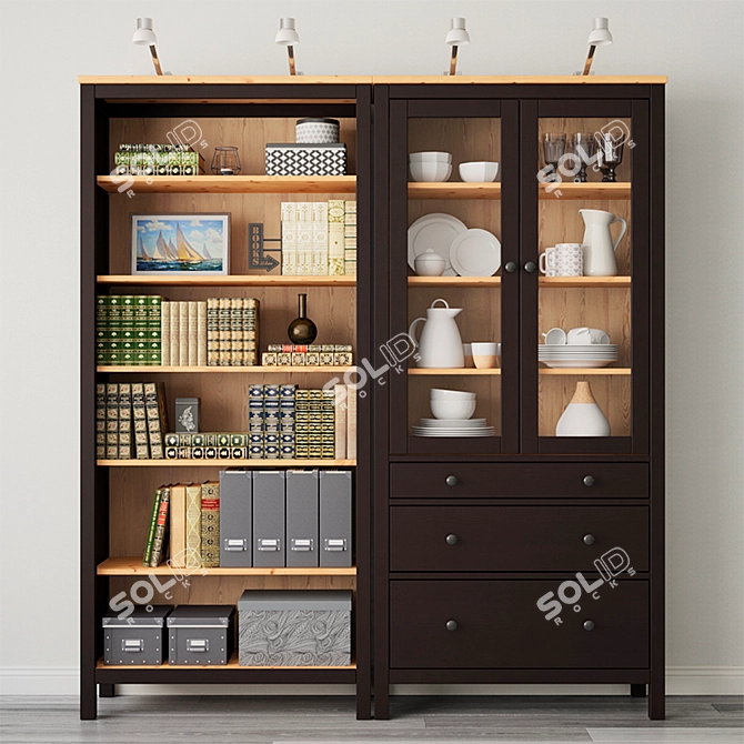 Ikea Hemnes Storage Combo: Stylish Organizer, Black-Brown 3D model image 7