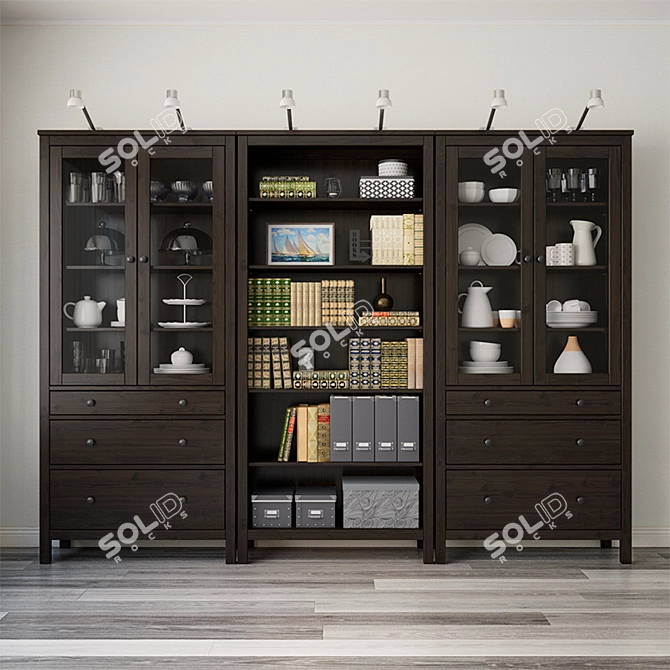 Ikea Hemnes Storage Combo: Stylish Organizer, Black-Brown 3D model image 9