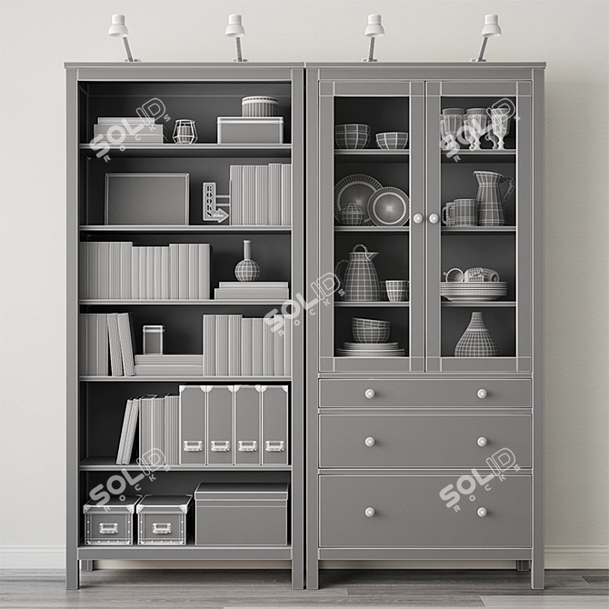 Ikea Hemnes Storage Combo: Stylish Organizer, Black-Brown 3D model image 10