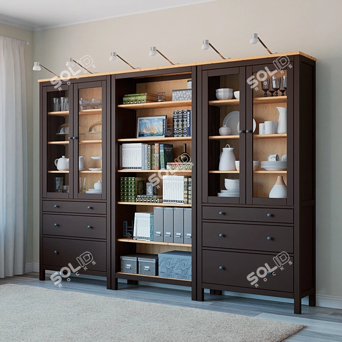 Ikea Hemnes Storage Combo: Stylish Organizer, Black-Brown 3D model image 12