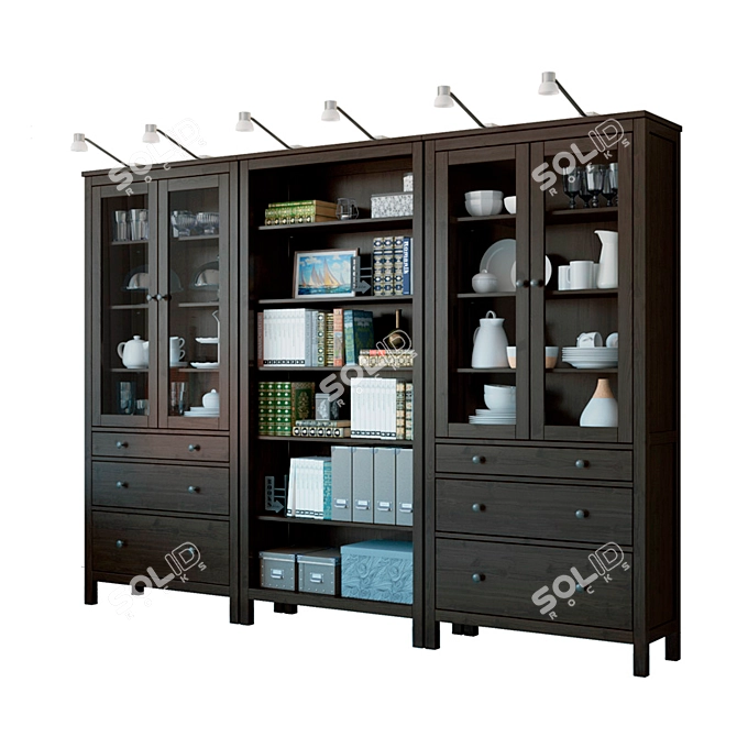 Ikea Hemnes Storage Combo: Stylish Organizer, Black-Brown 3D model image 17