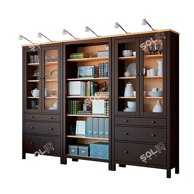 Ikea Hemnes Storage Combo: Stylish Organizer, Black-Brown 3D model image 18