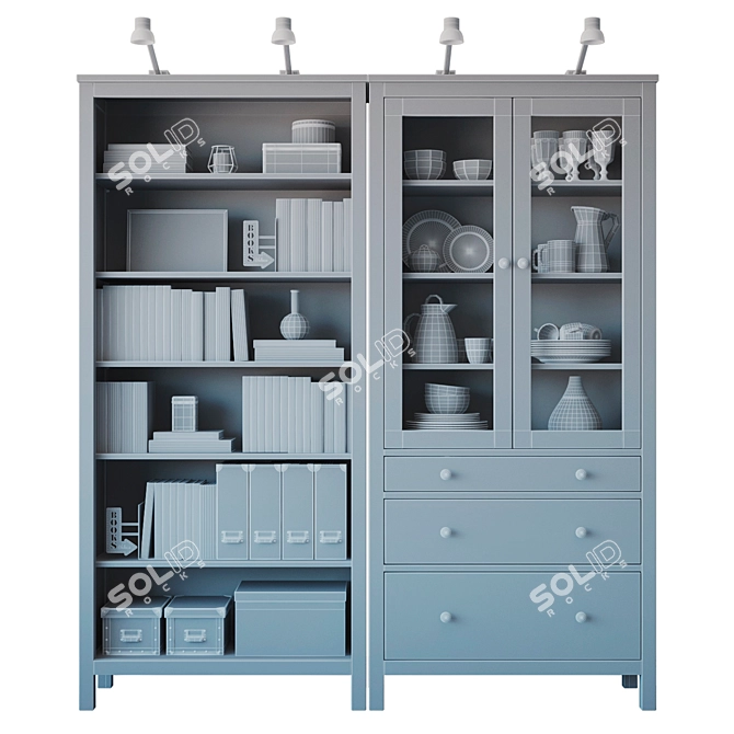 Ikea Hemnes Storage Combo: Stylish Organizer, Black-Brown 3D model image 21