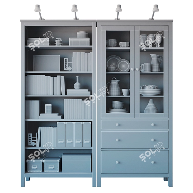 Ikea Hemnes Storage Combo: Stylish Organizer, Black-Brown 3D model image 28