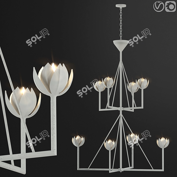 Elegant Two-Tier Chandelier Alberto 3D model image 1