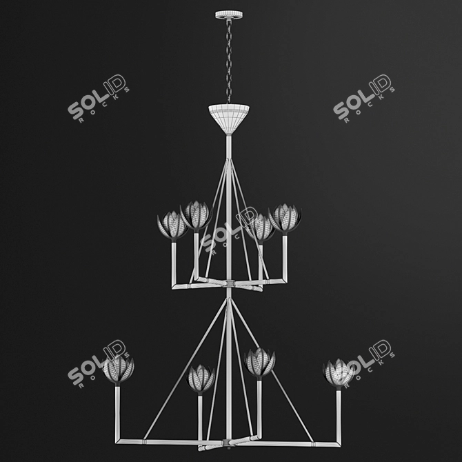 Elegant Two-Tier Chandelier Alberto 3D model image 3