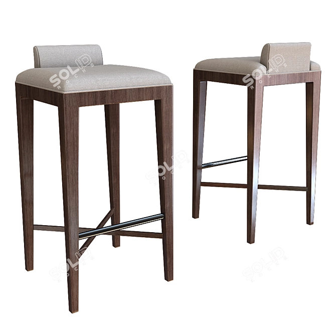 Elegant Ava Stool: Fabric & Wood 3D model image 1