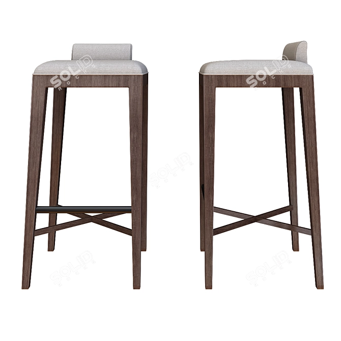 Elegant Ava Stool: Fabric & Wood 3D model image 3