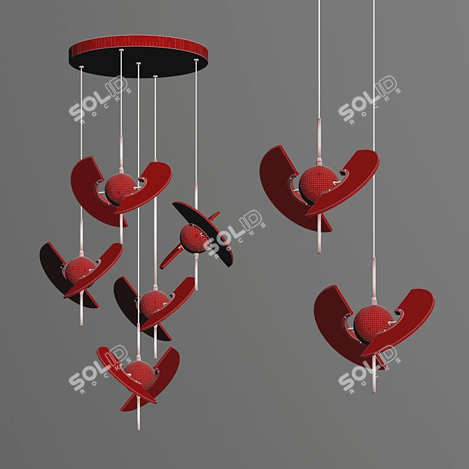 Contemporary Metal Art Chandelier 3D model image 2