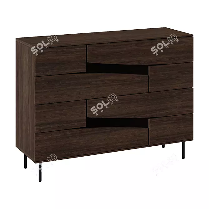 Cutt Modern Walnut Chest of Drawers 3D model image 1