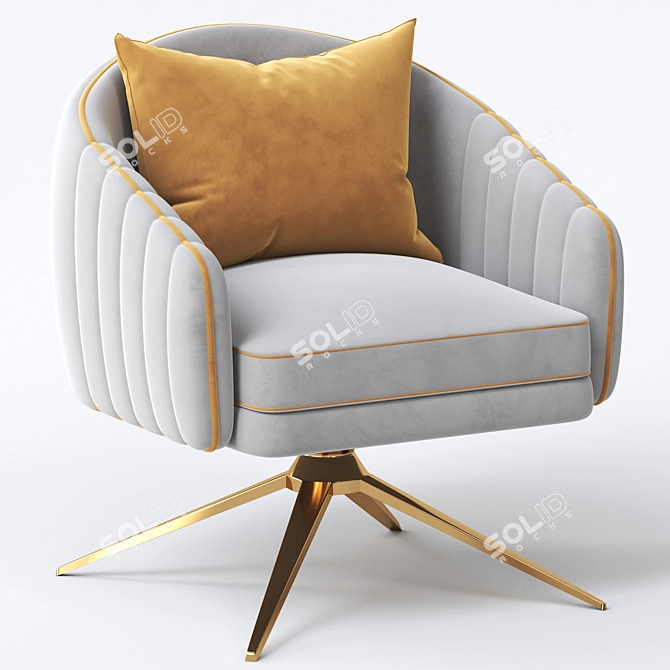 Elegant Pleated Swivel Chair 3D model image 1