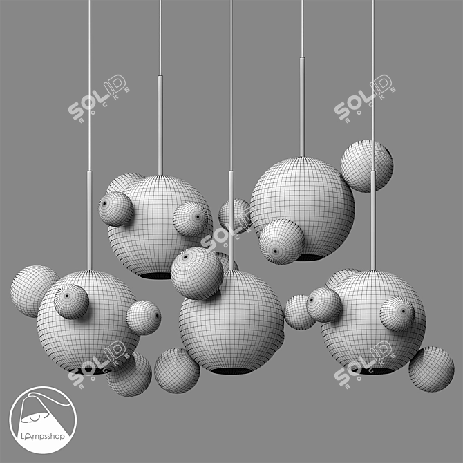 Bolle Bubbles Frosted Pendant Lights 3D model image 2