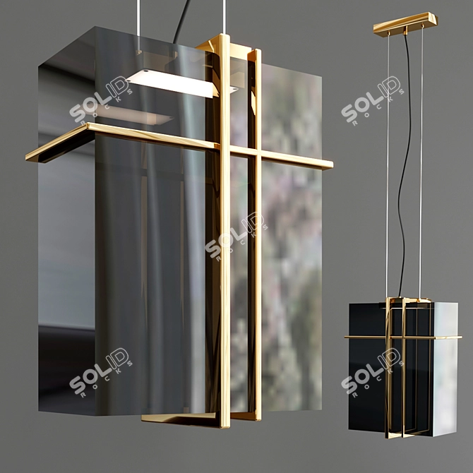 Smokey Brass LED Pendant 3D model image 2