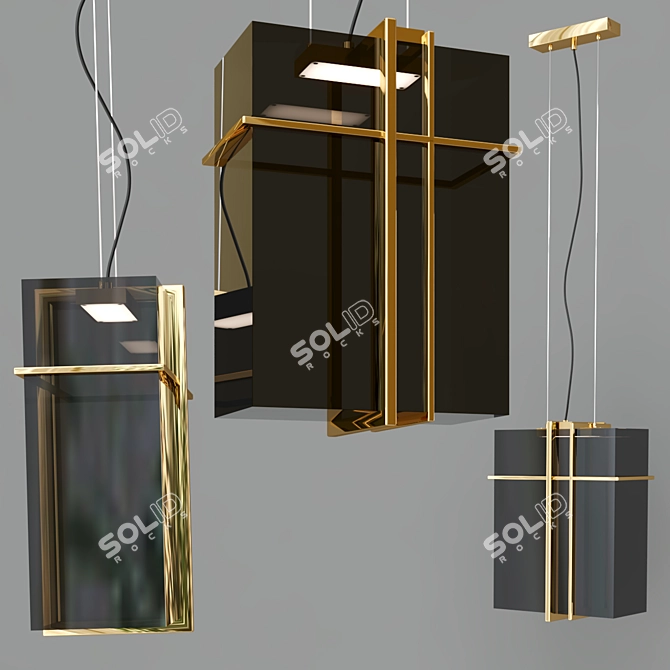 Smokey Brass LED Pendant 3D model image 3