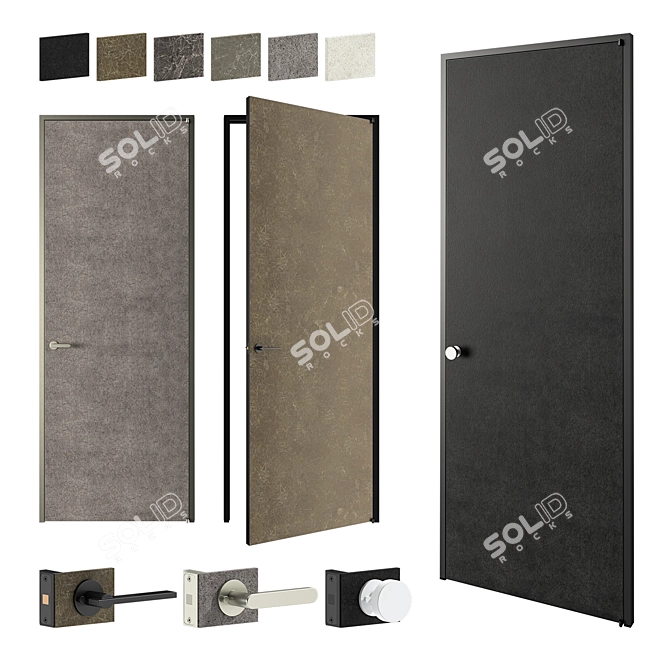 Aladin Swing Plain 04: Stylish Swing Door Design 3D model image 1