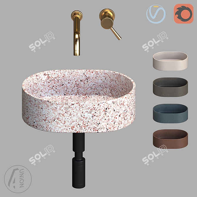 Title: Terrazzo B Washbasin 3D model image 1