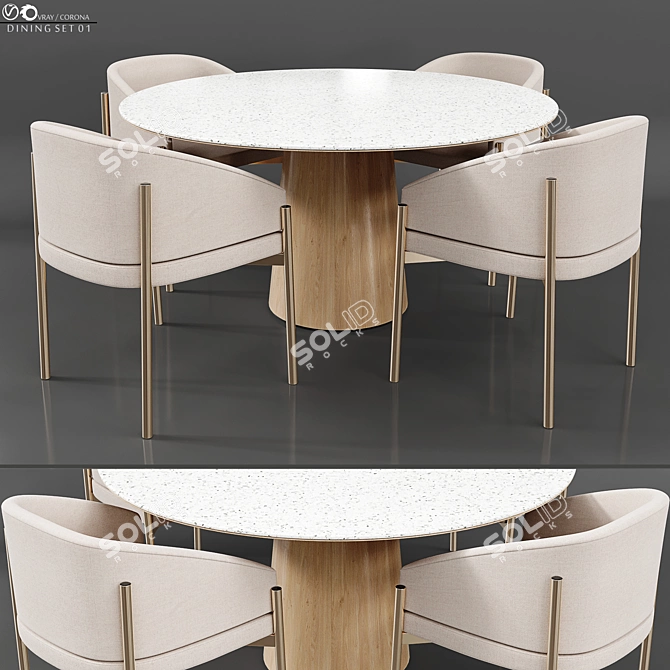 Elegant Dining Set: High Quality, Detailed 3D model image 1