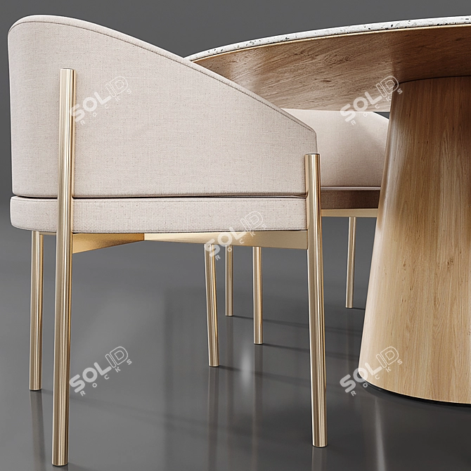 Elegant Dining Set: High Quality, Detailed 3D model image 2