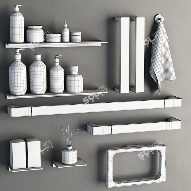 Sleek Bathroom Accessory Set 3D model image 2