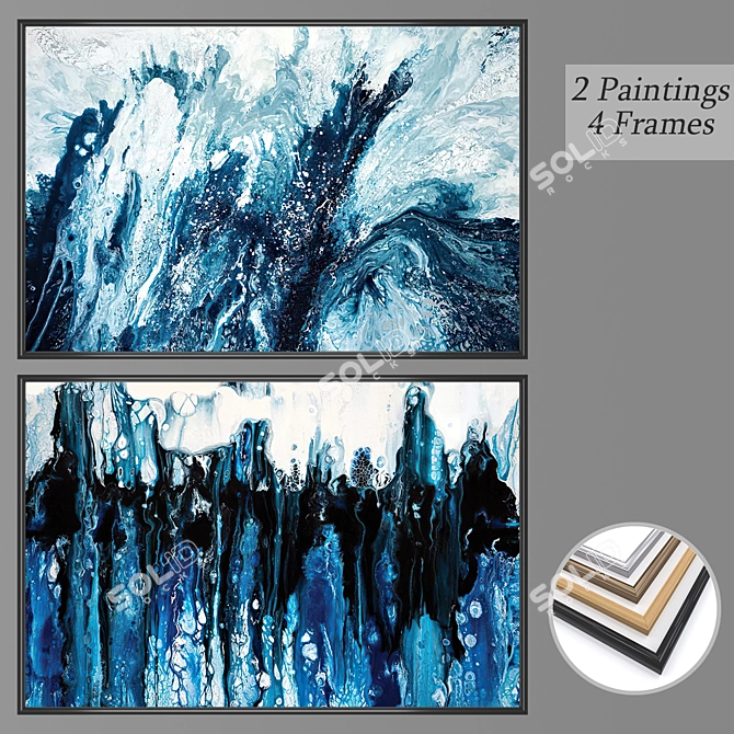 Artistic Wall Deco Set with Multiple Frames 3D model image 1