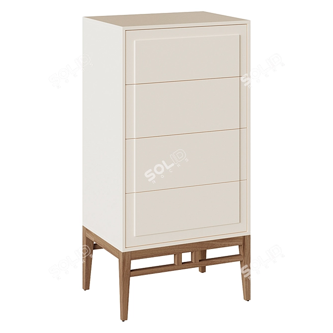 Sleek Gray Lacquered 4-Drawer Chest 3D model image 1