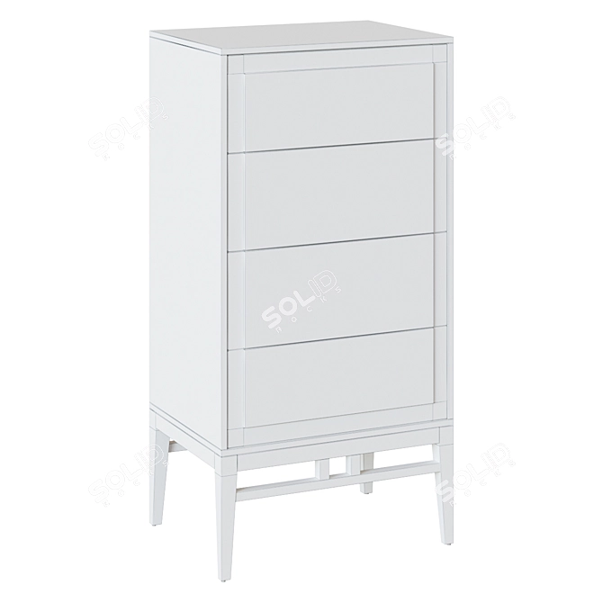 Sleek Gray Lacquered 4-Drawer Chest 3D model image 2