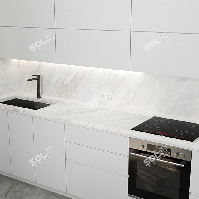 Sleek Modern Kitchen Set 3D model image 3