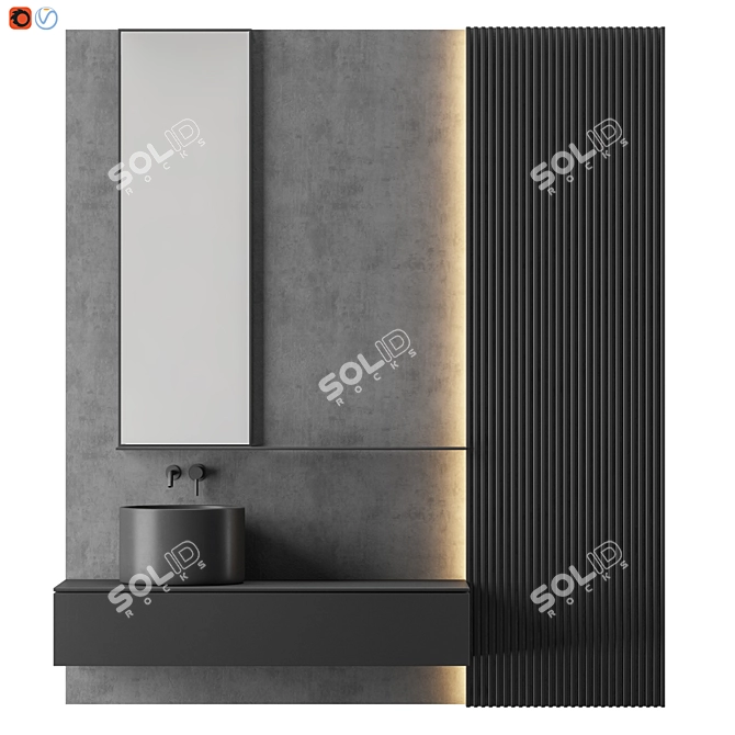 Modern Gray Bathroom Set 3D model image 1