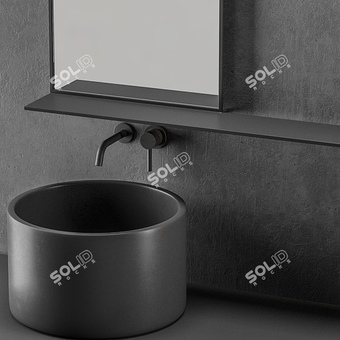 Modern Gray Bathroom Set 3D model image 3