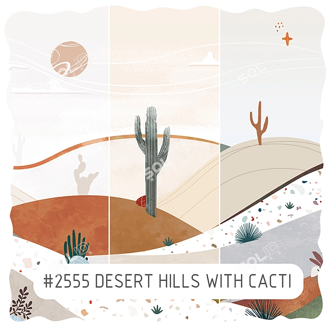 Title: Desert Hills with Cacti | Eco Murals 2021 3D model image 1