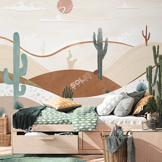 Title: Desert Hills with Cacti | Eco Murals 2021 3D model image 2