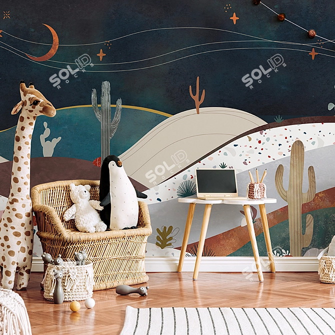 Title: Desert Hills with Cacti | Eco Murals 2021 3D model image 3