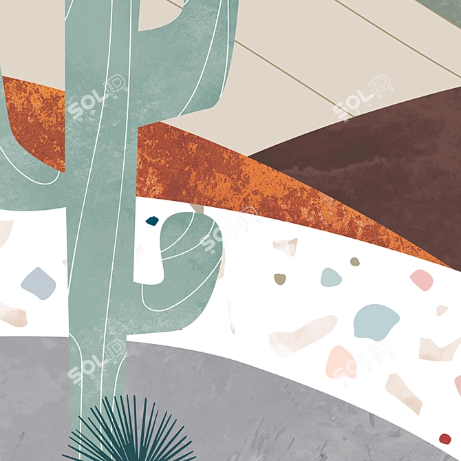 Title: Desert Hills with Cacti | Eco Murals 2021 3D model image 4