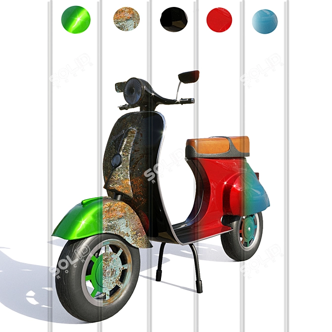 Vespa Classic: 5-Color Materials 3D model image 7