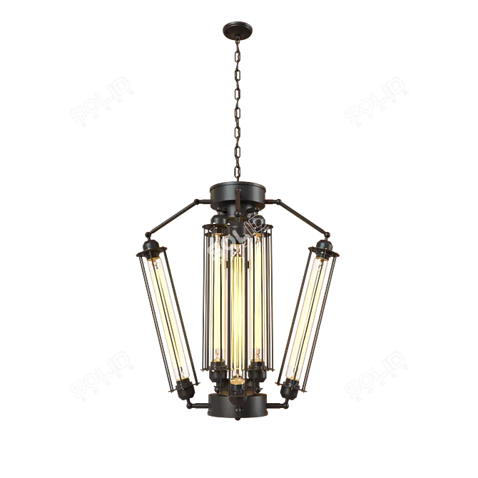 Loft IT Modern Black Metal Pendant Light 3D model image 1