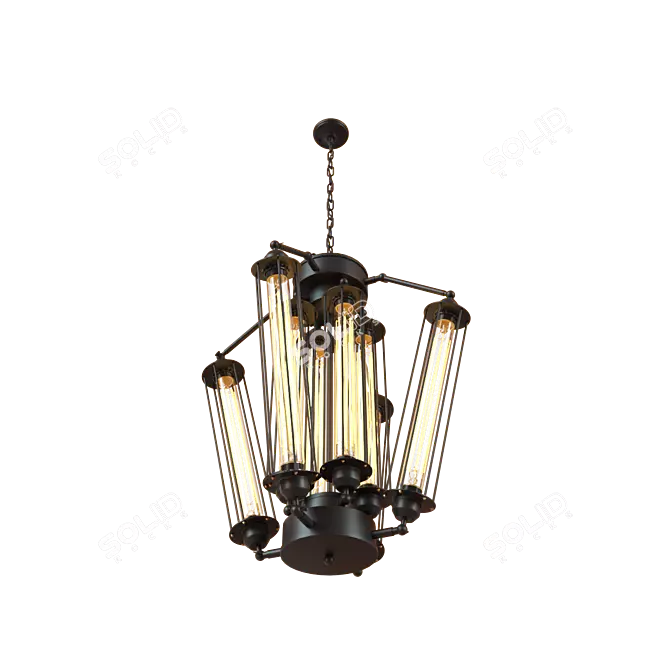 Loft IT Modern Black Metal Pendant Light 3D model image 2