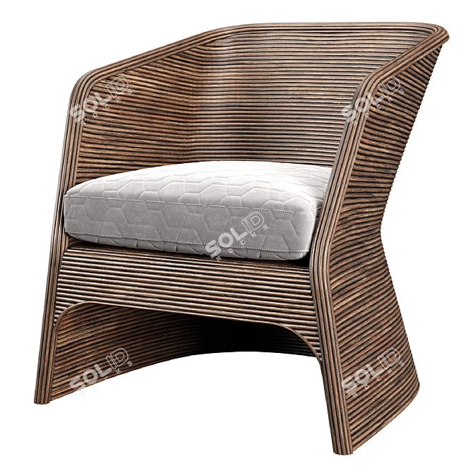 Organic Rattan Tub Chair 3D model image 1