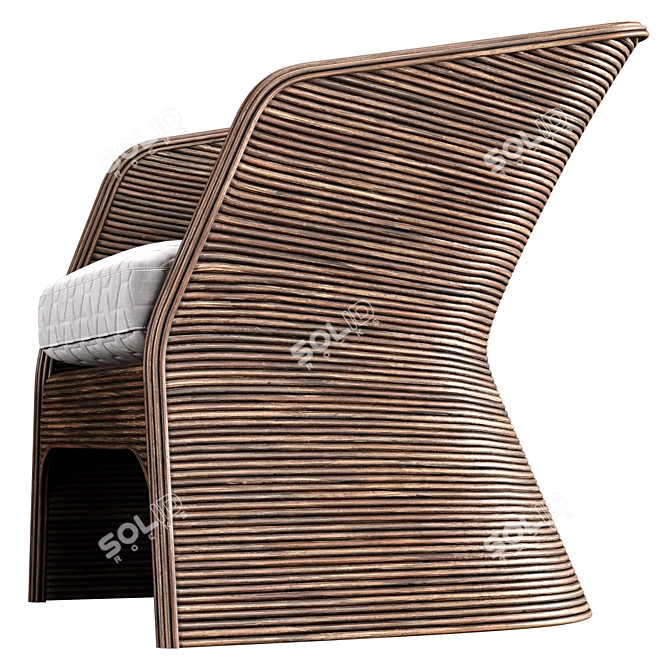 Organic Rattan Tub Chair 3D model image 2