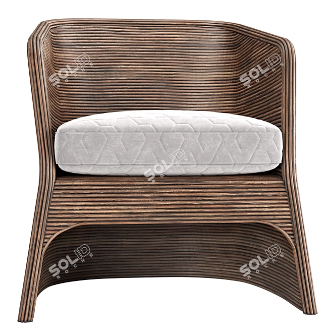 Organic Rattan Tub Chair 3D model image 4